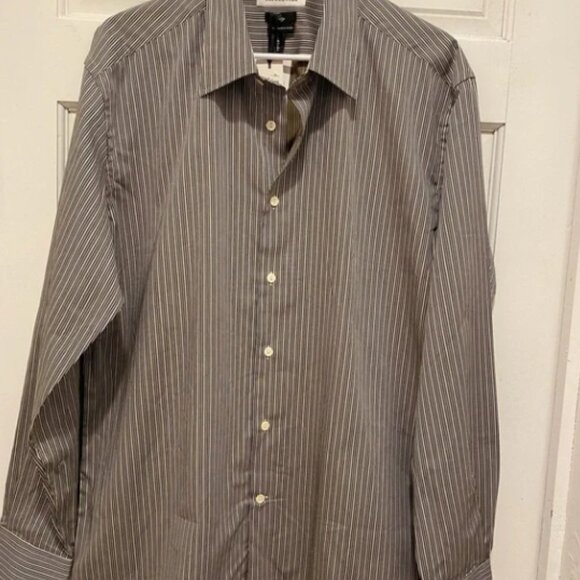 Versace Black and White Dress Shirt with Stripes 17.5 /44 - Picture 1 of 11